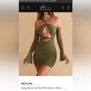 NEYLAN
Long Sleeve Cut Out Mini Dress in Olive